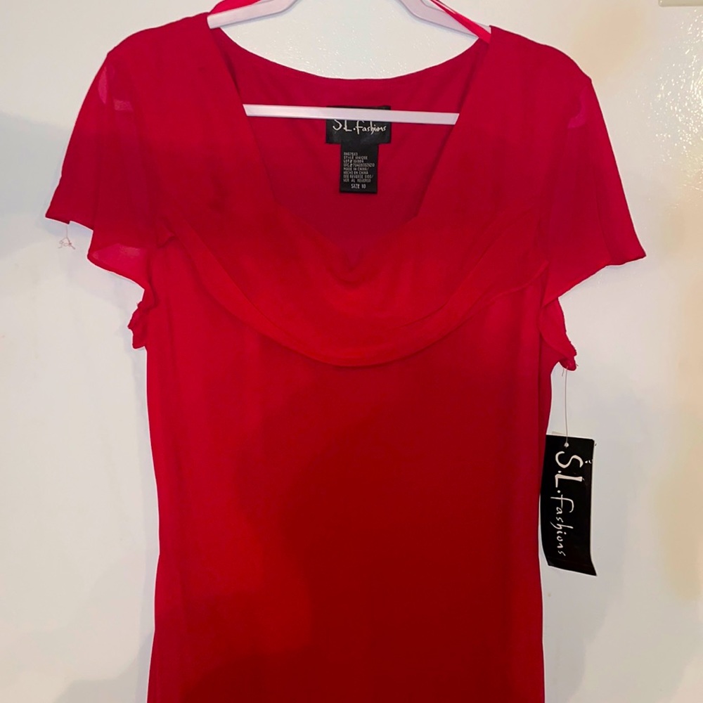 S.L.Fashions Red Dress cap sleeve